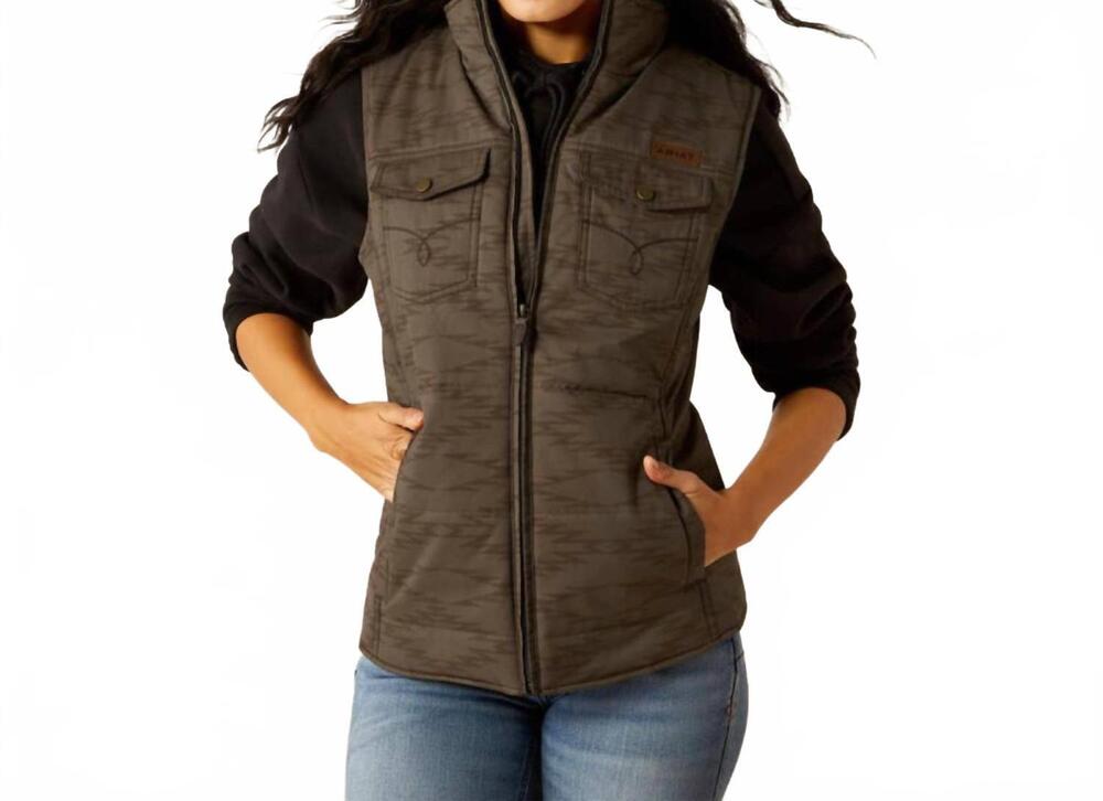 NEW ARIAT grizzly quilted vest in bark brown